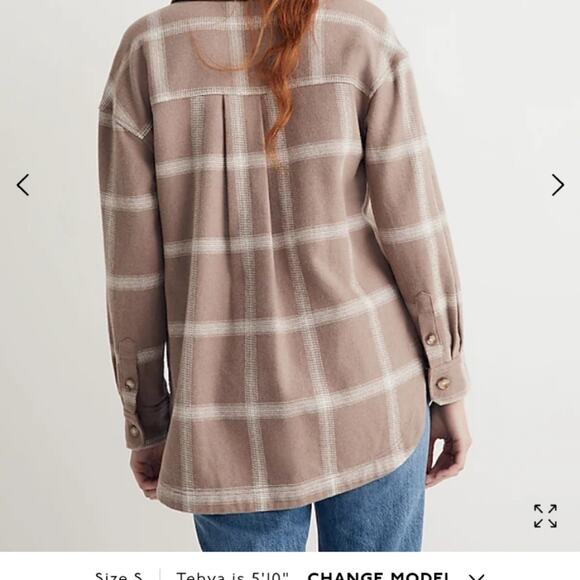 Madewell Flannel Kentwood Oversized Shirt-Jacket in Windowpane. Medium - Picture 3 of 4